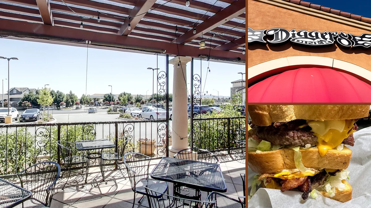 American diner seating with warm, simple decor.